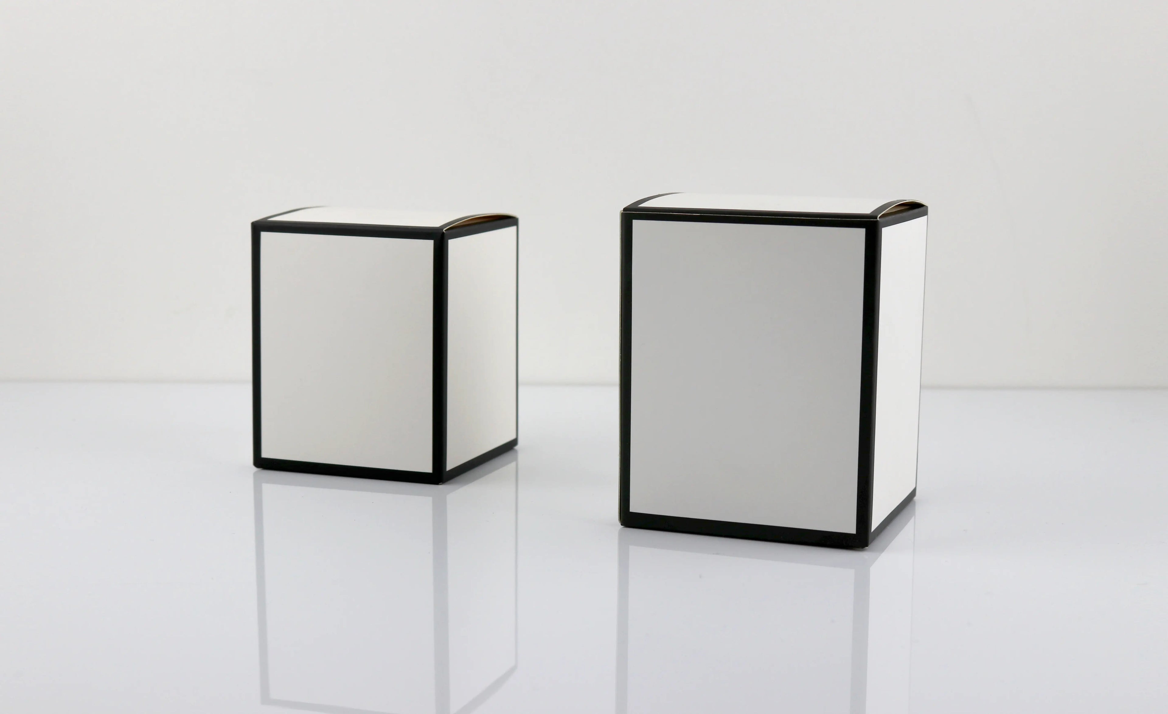 White Candle Box Packaging With Black Trim