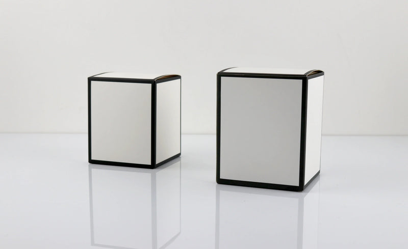 White Candle Box Packaging With Black Trim