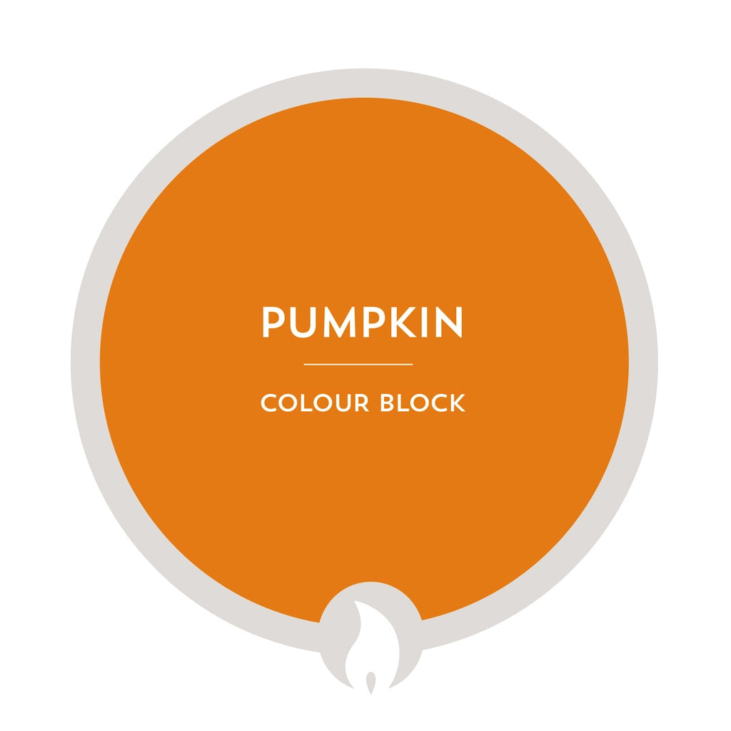Orange color swatch labeled 'Pumpkin' with a white border on a white background