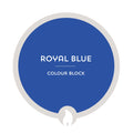 Round blue color swatch with 'Royal Blue' text on a white background