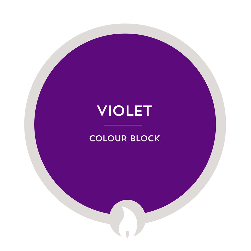 Round purple color swatch with 'Violet' text on a white background
