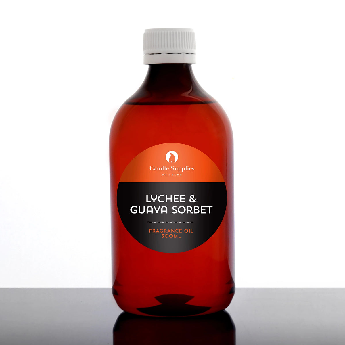 500ml bottle of lychee and guava sorbet fragrance oil